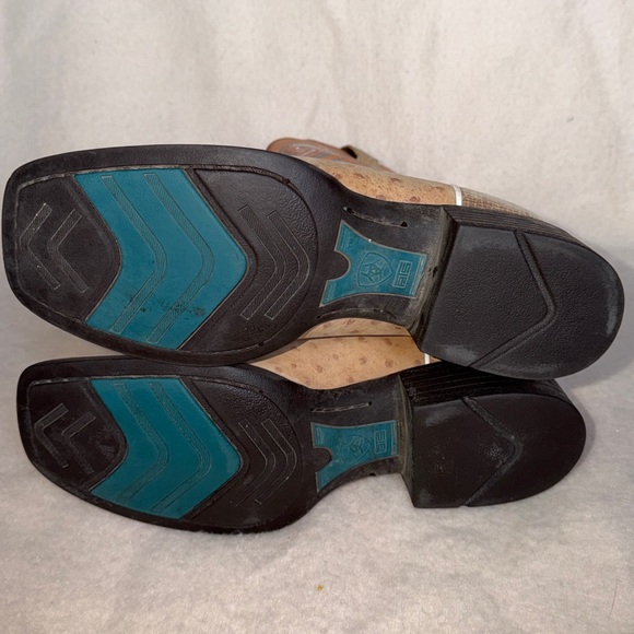 Ariat Square Toe Ostrich Coral Turquoise Boots Women’s Size 9 - Picture 4 of 8